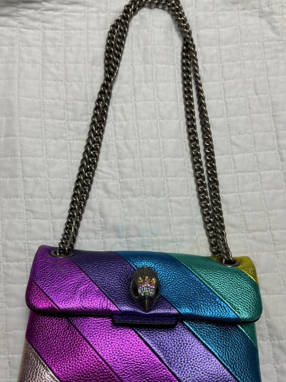 Kurt Geiger London Rainbow Metallic Kensington Chain Shoulder Bag - Picture 6 of 11